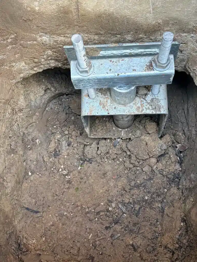 During photo – Doss Helical Pier Foundation Repair Mooresville